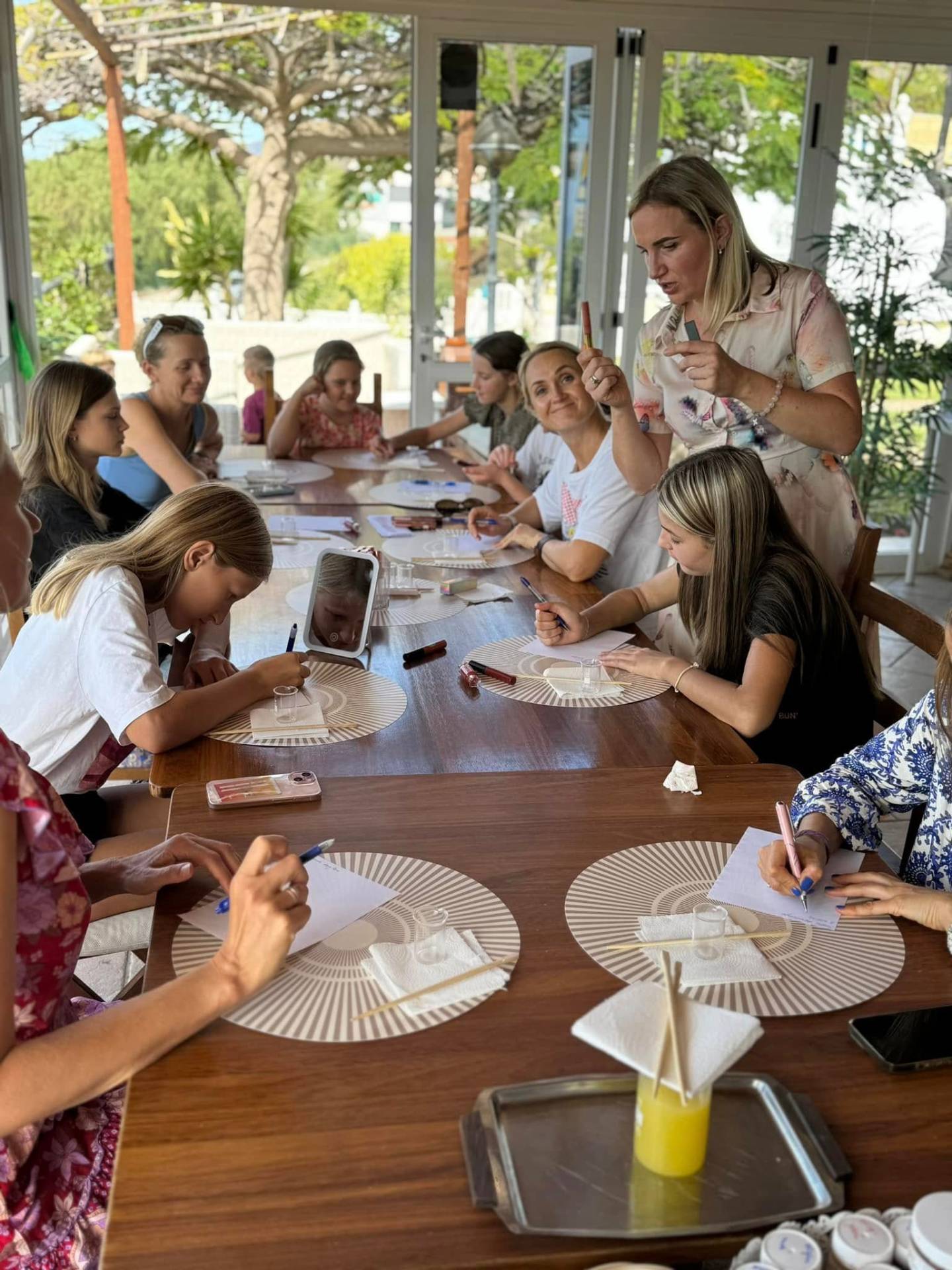 Creative writing workshop on the sunlit terrace