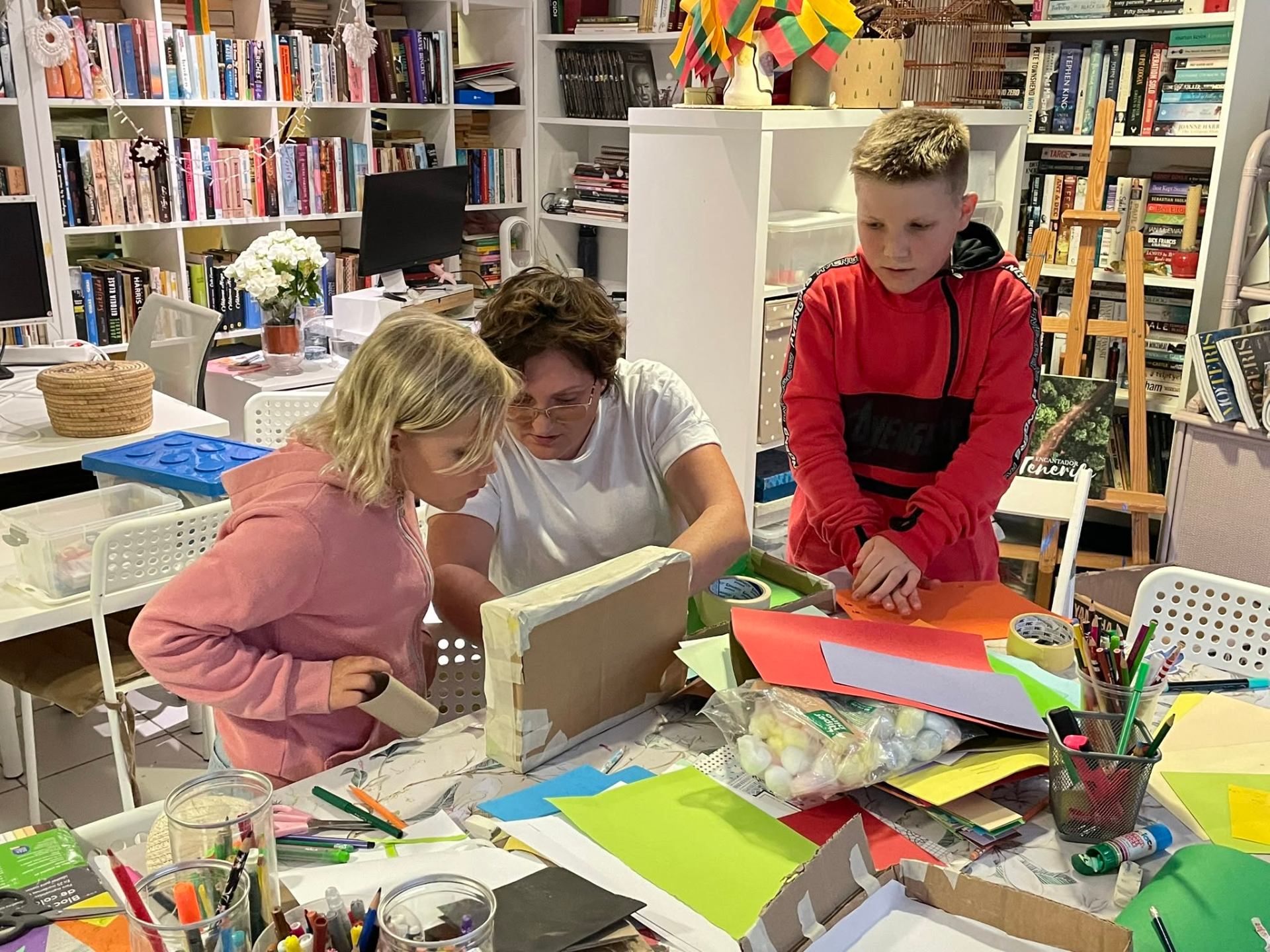 Workshop participants building creative projects