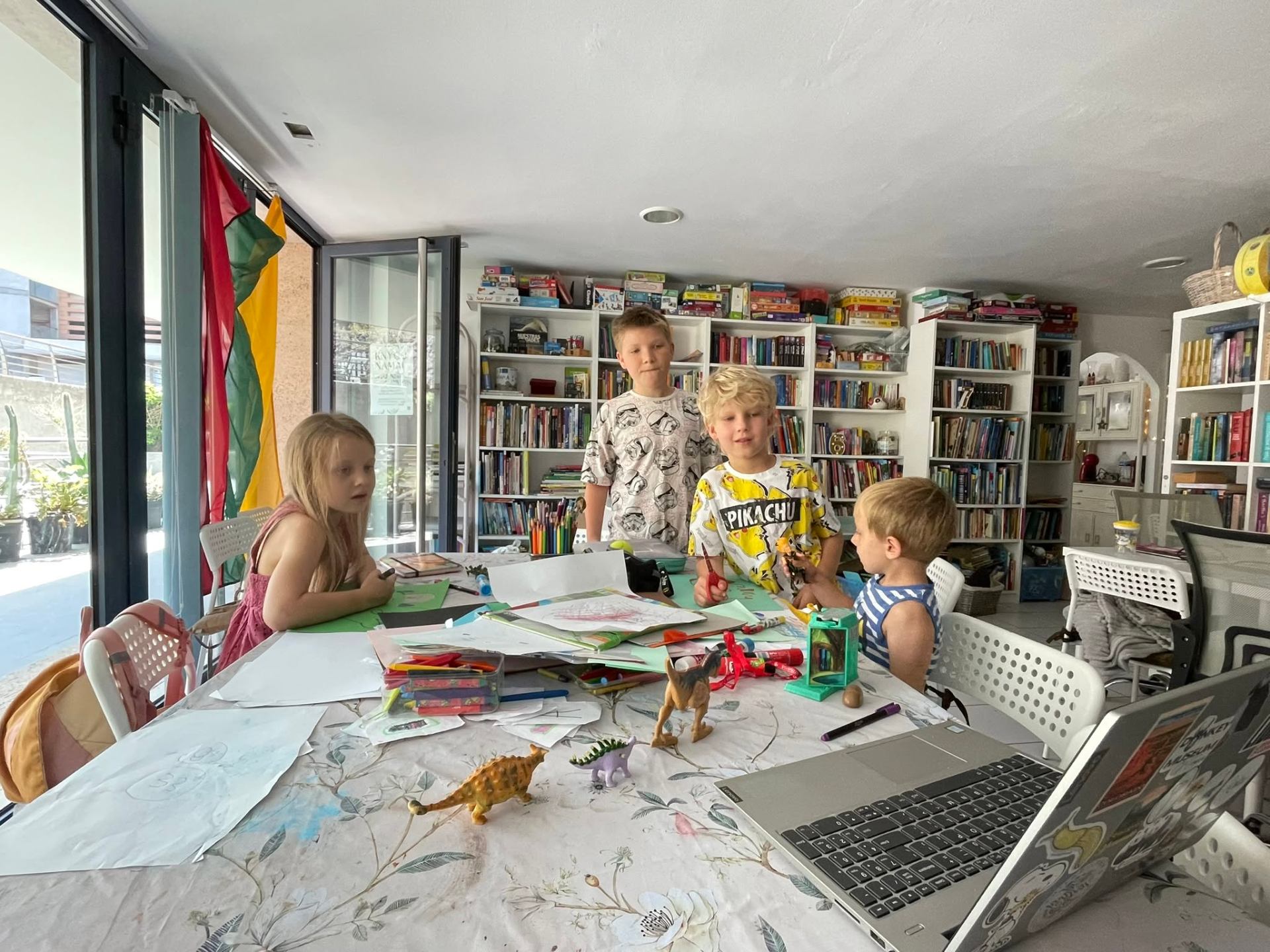 Children doing creative activities at the library